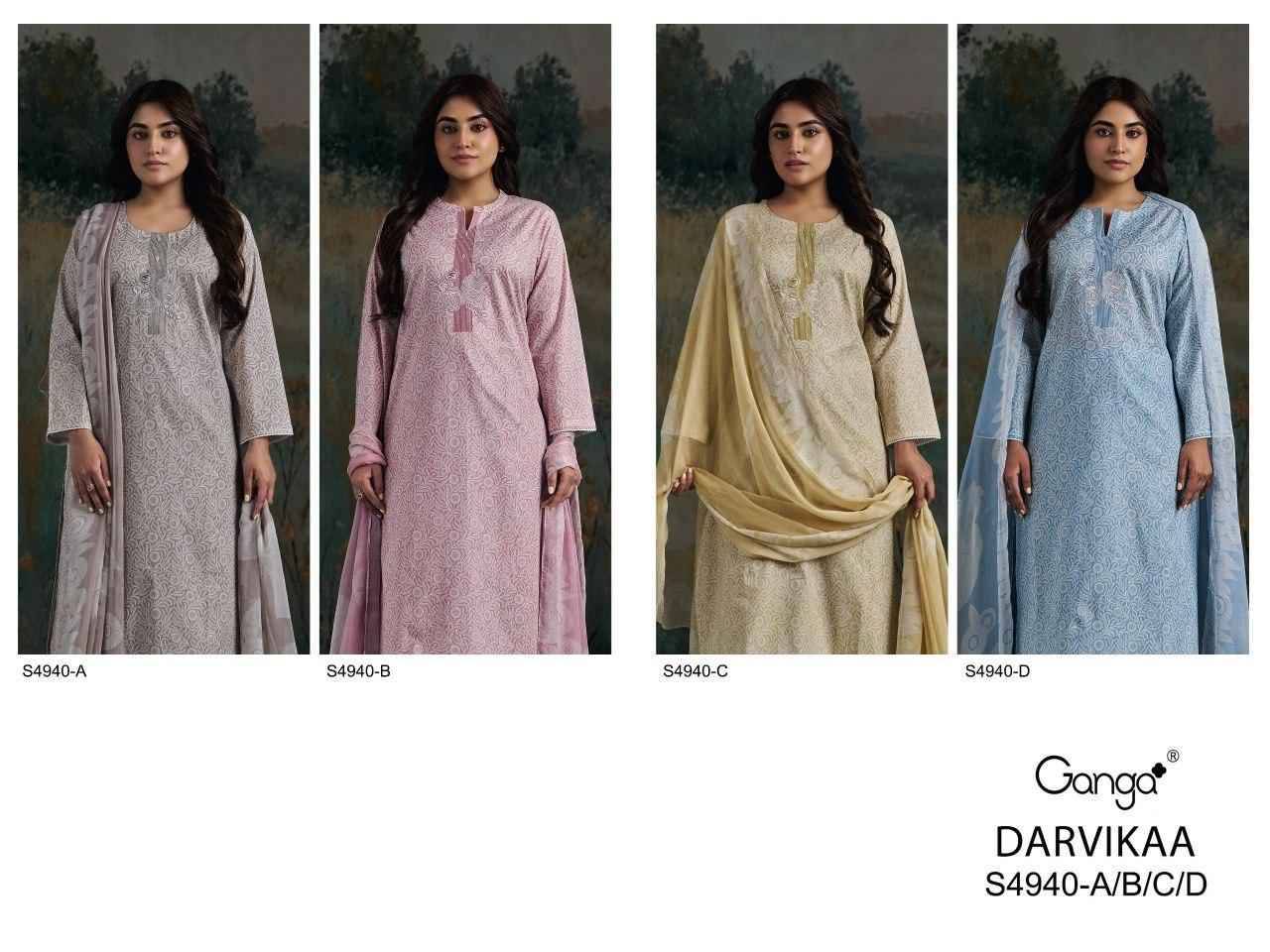DARVIKAA 4940 Series By Ganga Fashion Beautiful Festive Suits Stylish Colorful Fancy Casual Wear & Ethnic Wear PREMIUM COTTON Dresses At Wholesale Price